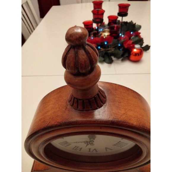 Whimsical wood mantel clock with feet - Picture 7 of 10